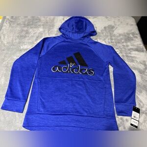 Adidas Girls Royal Blue Hoodie with Black Logo